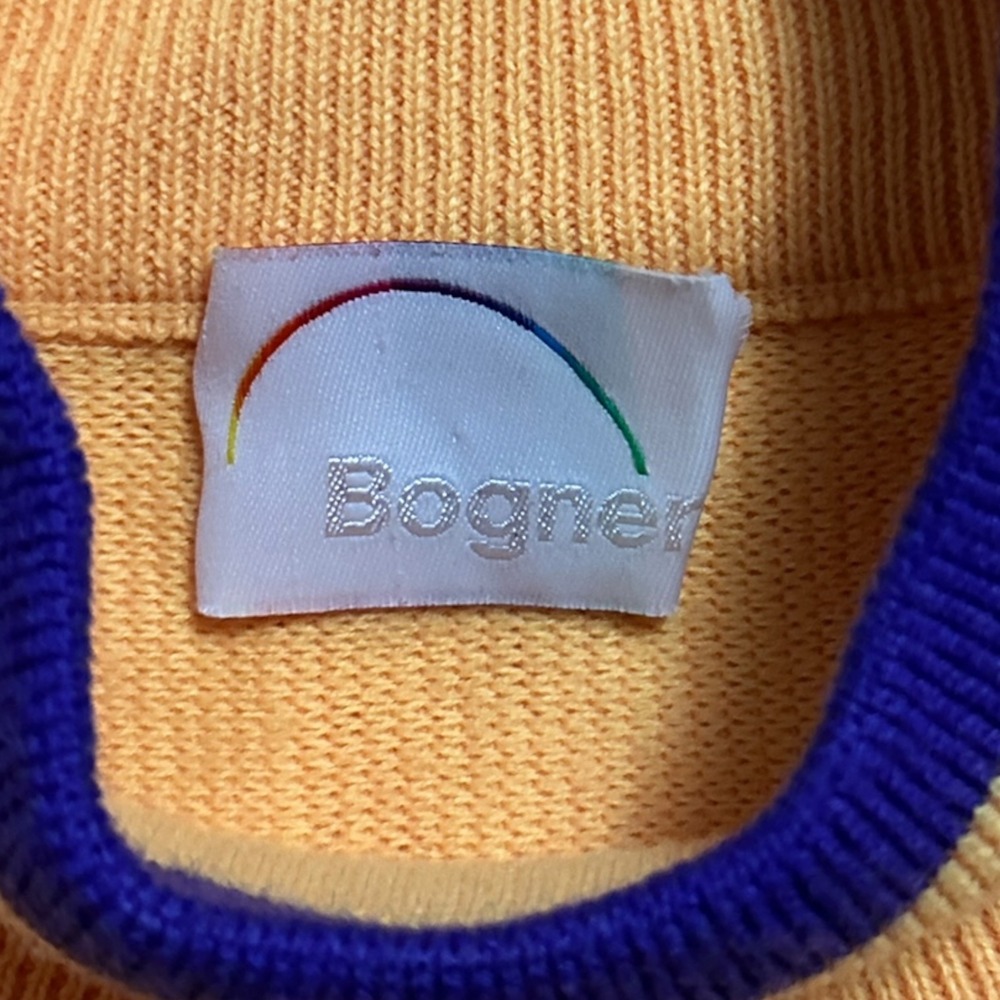 Vintage Bogner Yellow Wool Blend Sweater Embroidered Mock Neck Ski Men's M Ski - Picture 5 of 10
